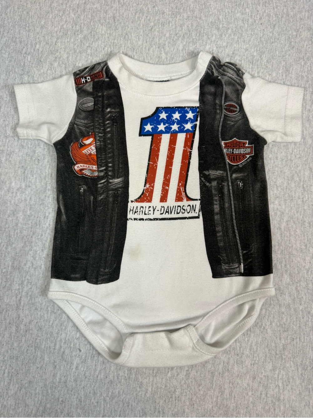 Harley-Davidson Baby Faux Leather Vest Creeper Onesie Black - 6–9M